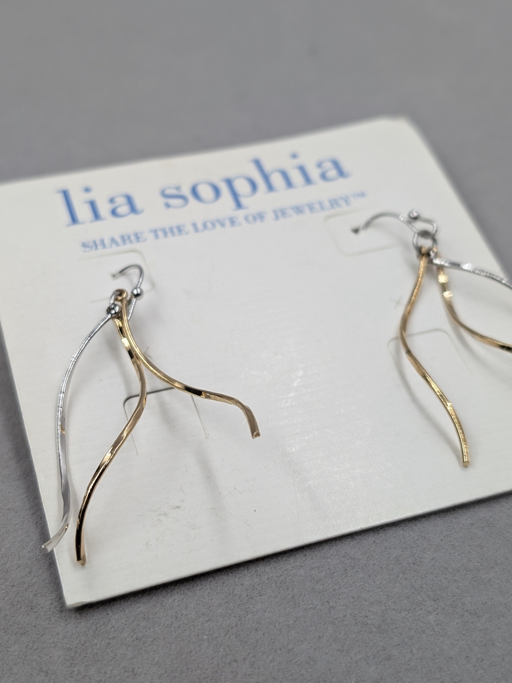 Lia Sophia Tizzy Two-Tone Twisted Drop Earrings Gold Silver | 0144
